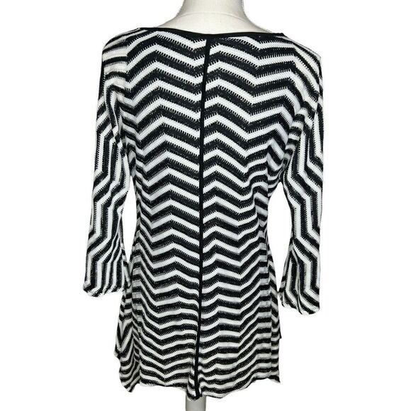 IC BY CONNIE K STRETCH TUNIC TOP MEDIUM ASYMMETRICAL HEM LONG TAB SLEEVES LINED - Picture 3 of 5